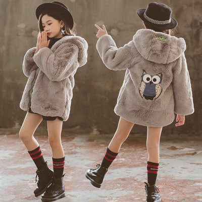 Girl's Faux Fur Thickened Thermal Coat - ChoreGirl