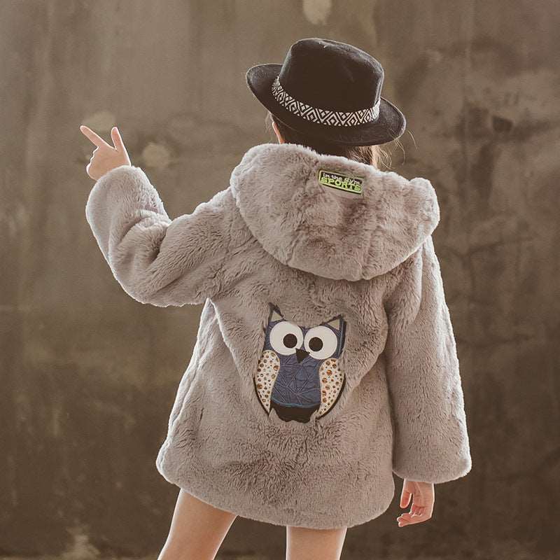 Girl's Faux Fur Thickened Thermal Coat - ChoreGirl