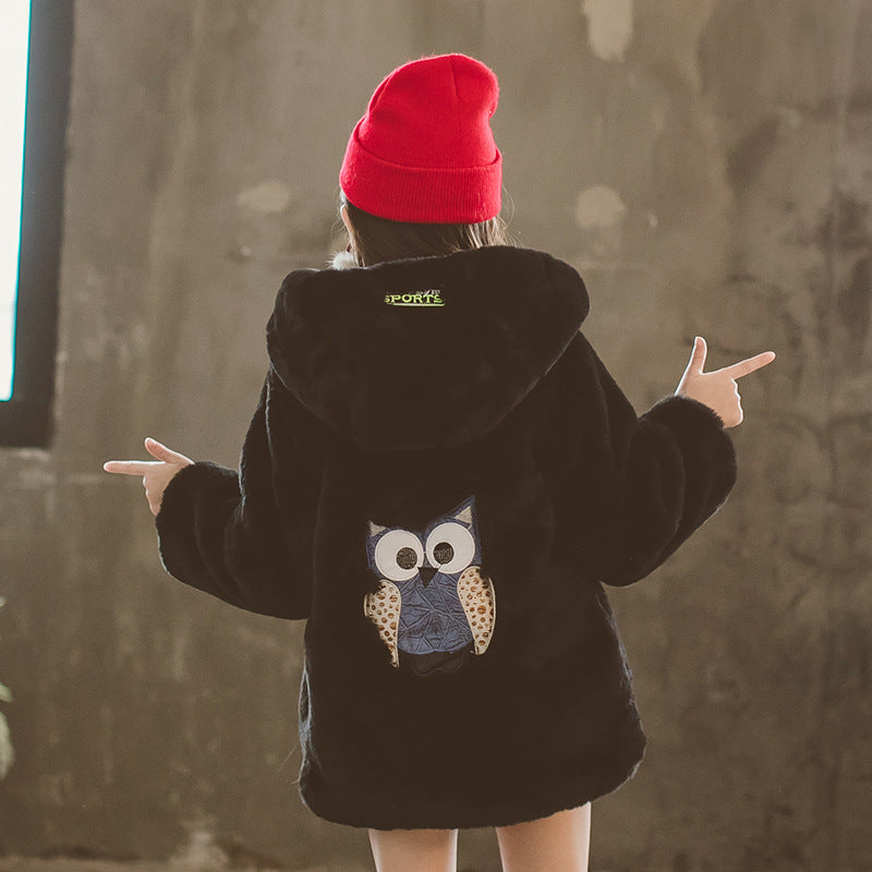 Girl's Faux Fur Thickened Thermal Coat - ChoreGirl