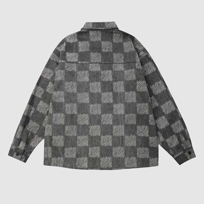Men's Checkered Loose Button-up Shirt - ChoreGirl