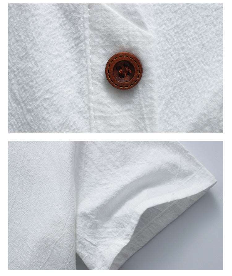 Men's Imitation Cotton And Linen Short Sleeved T-Shirt and Shorts Outfit Set - ChoreGirl