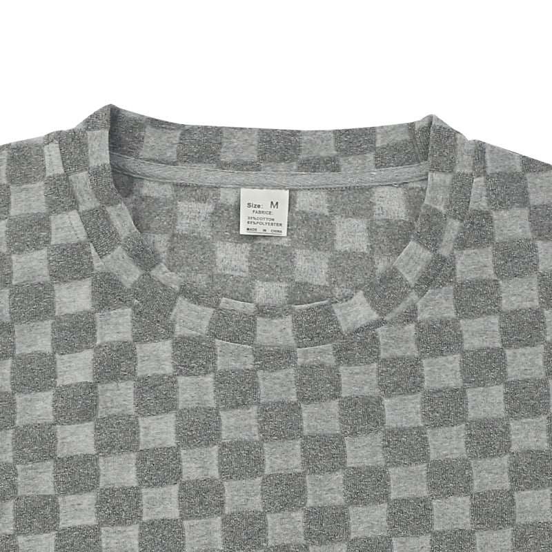 Men's Casual Loose Jacquard Plaid Short Sleeved T-Shirt and Shorts Outfit Set - ChoreGirl