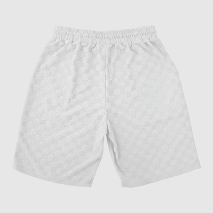 Men's Casual Loose Jacquard Plaid Short Sleeved T-Shirt and Shorts Outfit Set - ChoreGirl