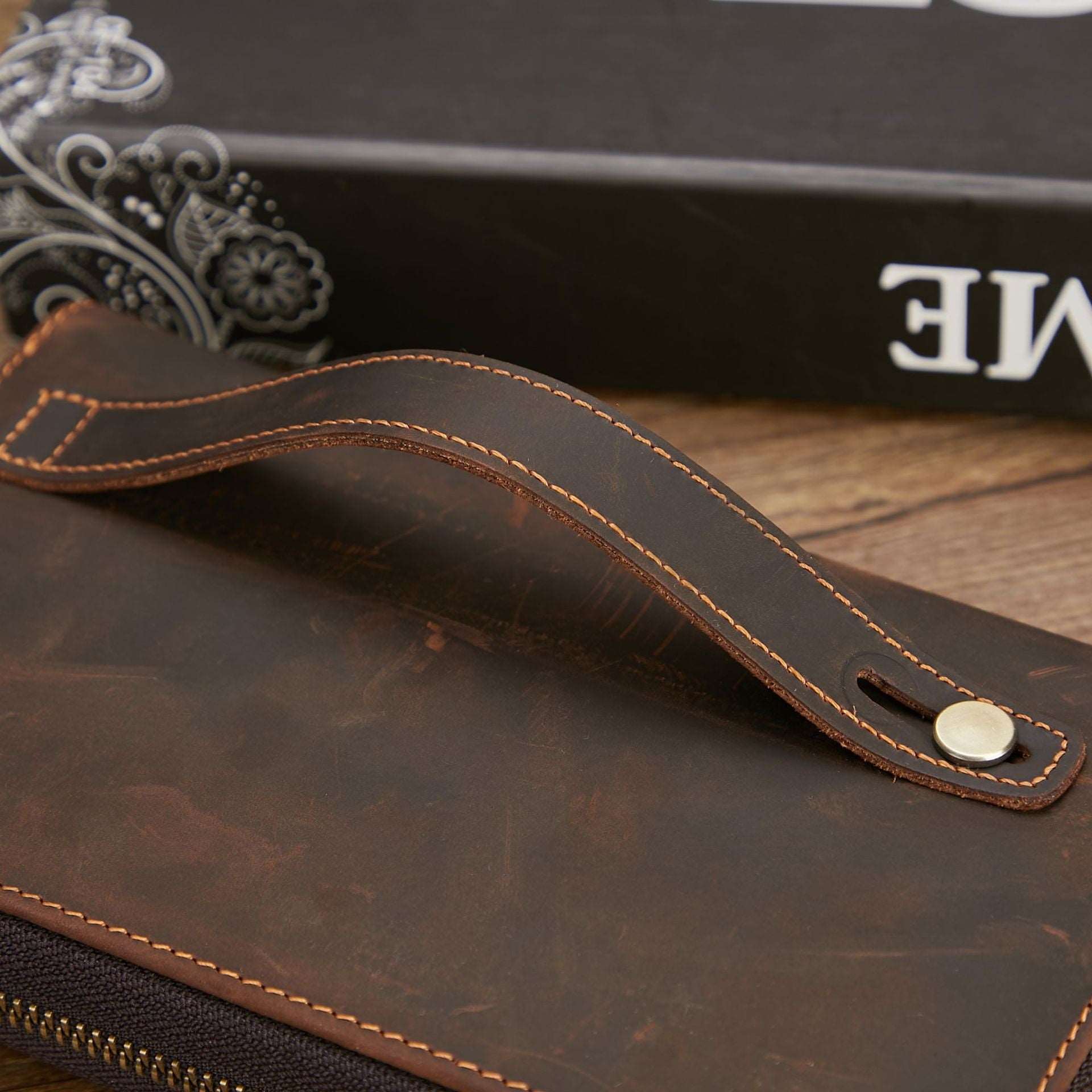 Men's Retro Hand Multifunctional Zipper Leather Wallet - ChoreGirl