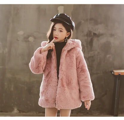 Girl's Faux Fur Thickened Thermal Coat - ChoreGirl