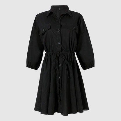 Women's Casual Long Sleeved Short Dress - ChoreGirl