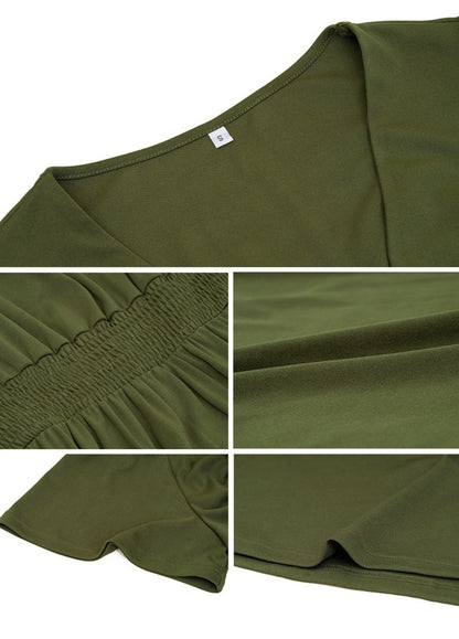 Women's Elegant Solid Color Slim V-neck Dress - ChoreGirl
