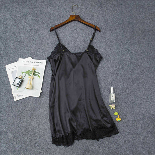 Women's Elastic Short Satin Nightdress - ChoreGirl