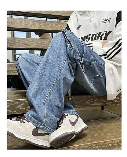 Men's Retro Loose Washed Out Jeans - ChoreGirl