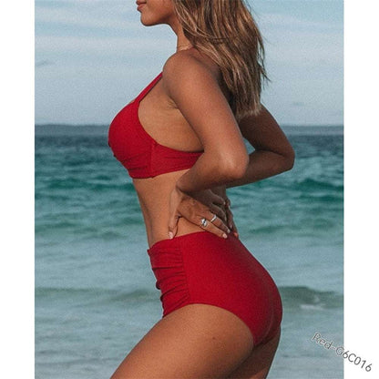 Women's Cross Strap Solid Color Swimsuit - ChoreGirl