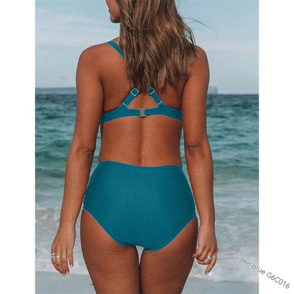 Women's Cross Strap Solid Color Swimsuit - ChoreGirl