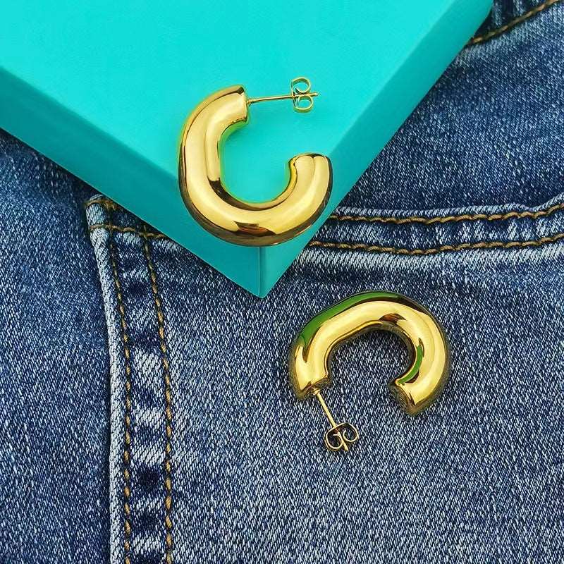 Women's Geometric Copper Hollow Earrings - ChoreGirl