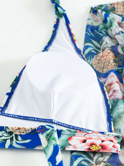 Women's Multicolor Printed Two-piece Swimsuit with Cover-up Robe - ChoreGirl