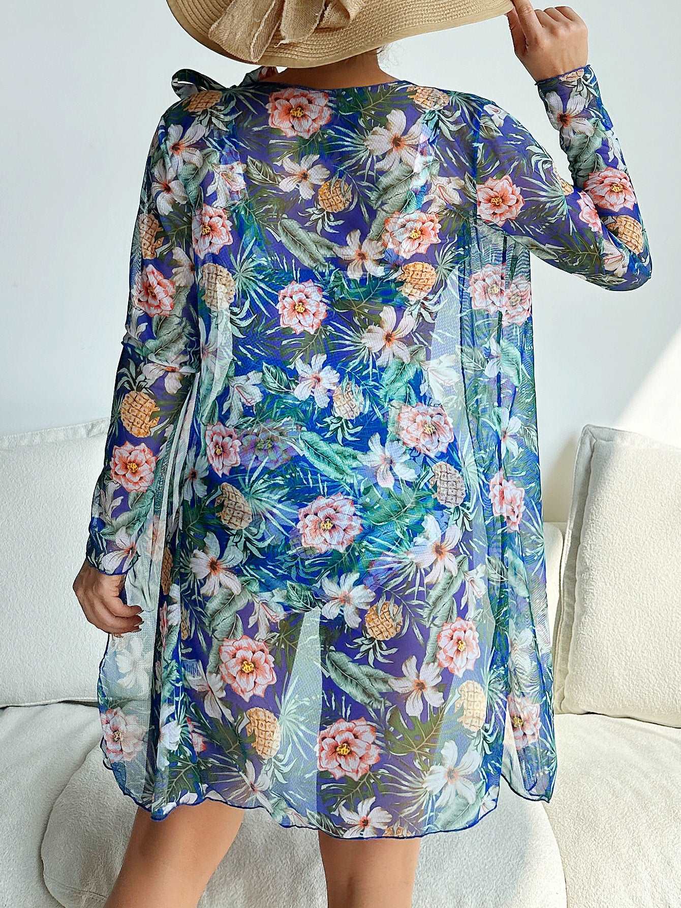 Women's Multicolor Printed Two-piece Swimsuit with Cover-up Robe - ChoreGirl