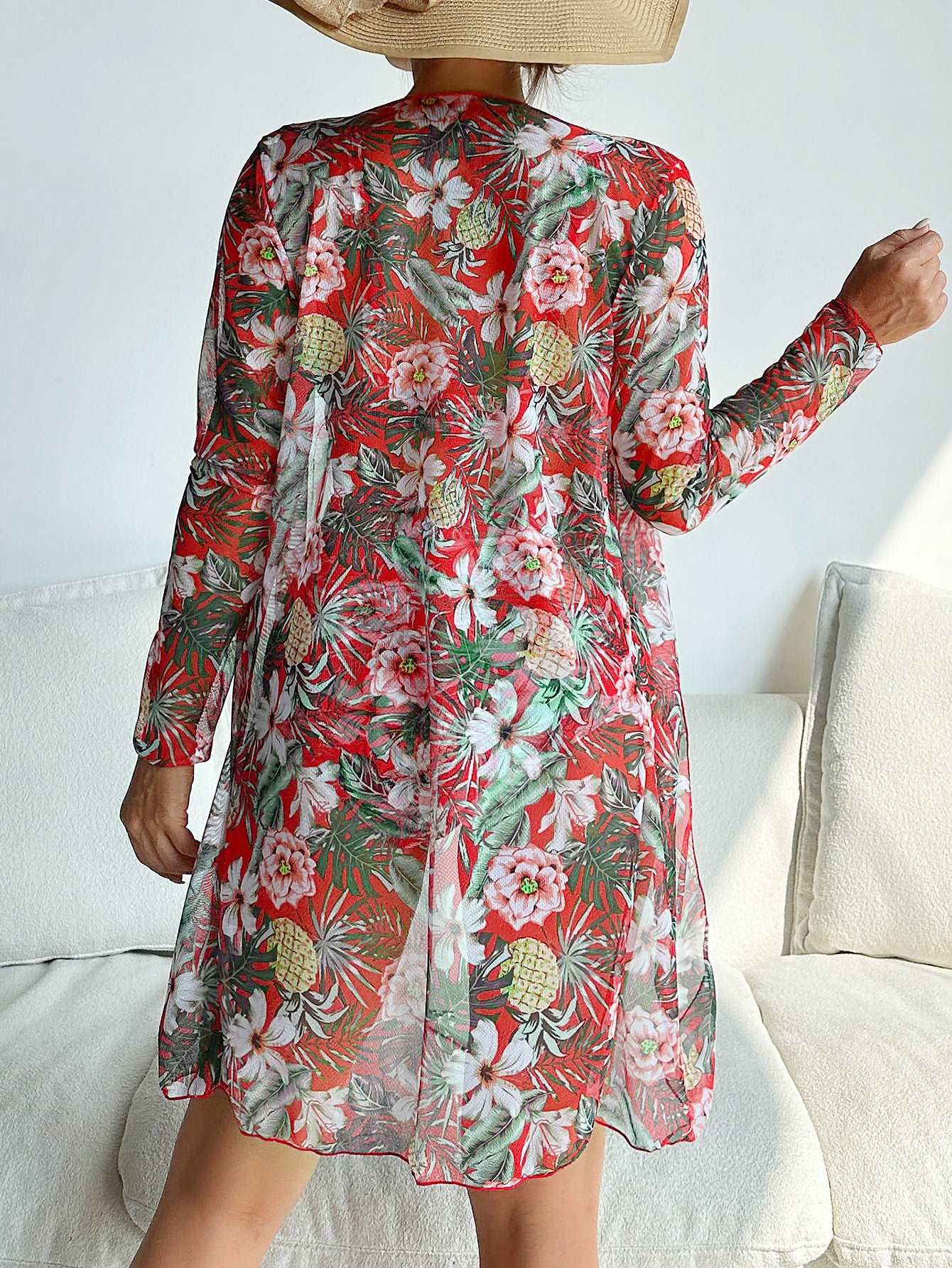 Women's Multicolor Printed Two-piece Swimsuit with Cover-up Robe - ChoreGirl