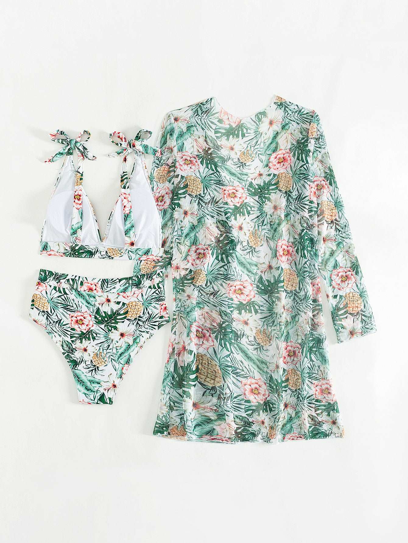 Women's Multicolor Printed Two-piece Swimsuit with Cover-up Robe - ChoreGirl