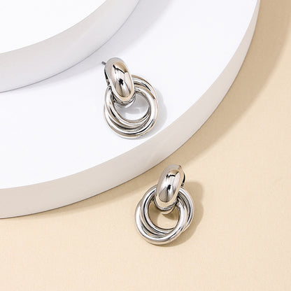 Women's Geometry Pattern Retro Circle Earrings - ChoreGirl