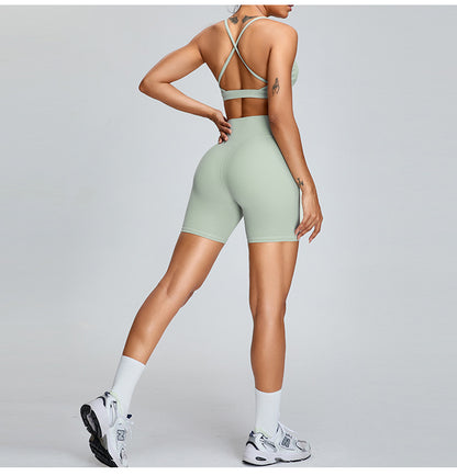 Women's Belly Contracting and Hip Lifting Yoga Shorts and Top Activewear Set - ChoreGirl