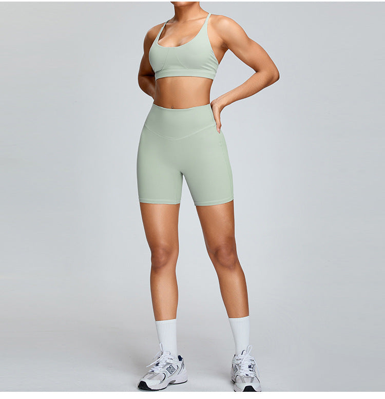 Women's Belly Contracting and Hip Lifting Yoga Shorts and Top Activewear Set - ChoreGirl