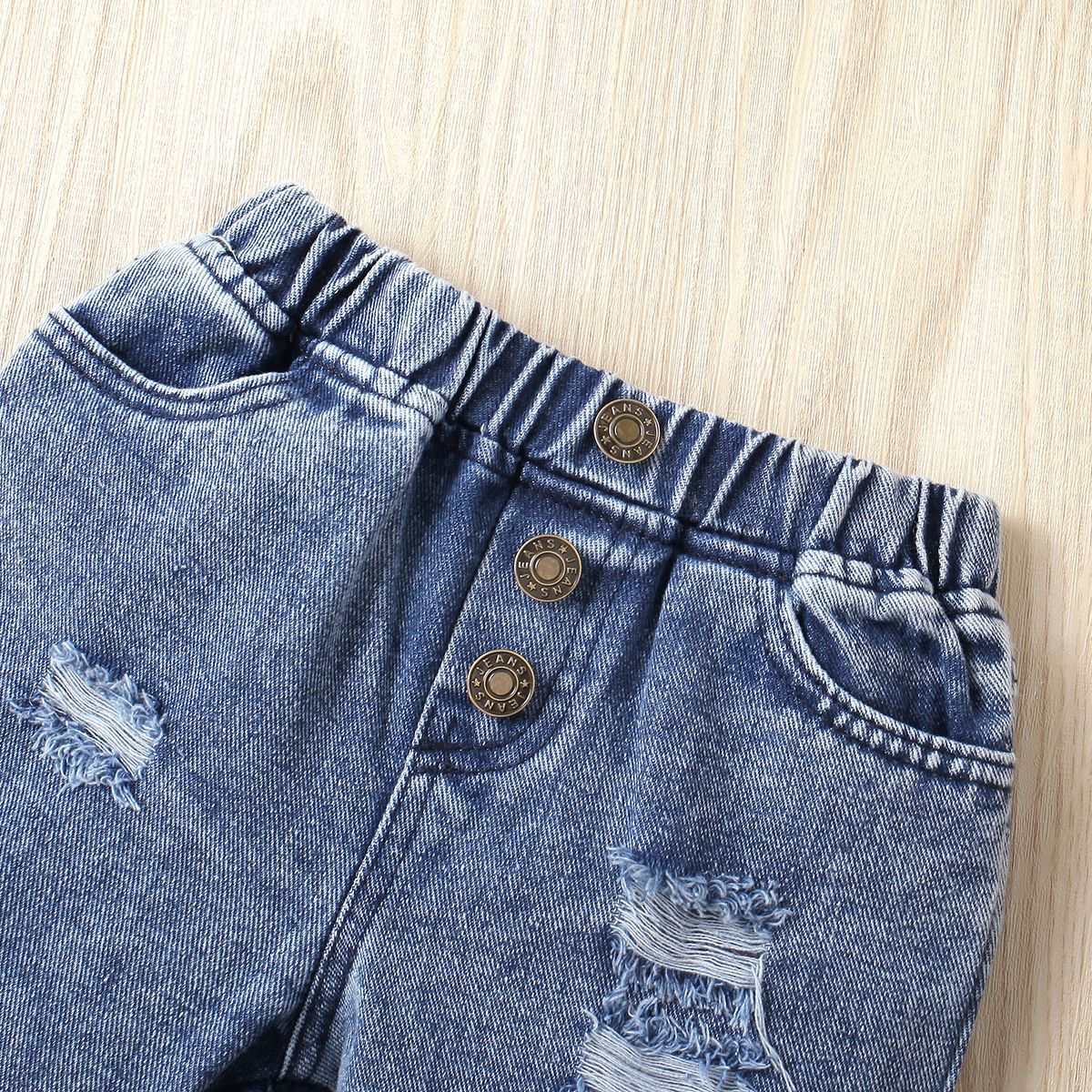Baby Girl Solid Color Sleeveless Top and Denim Trousers Two-piece Outfit Set - ChoreGirl