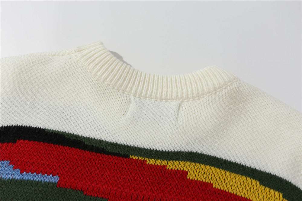 Men's Contrast Color Striped Knitted Jumper - ChoreGirl