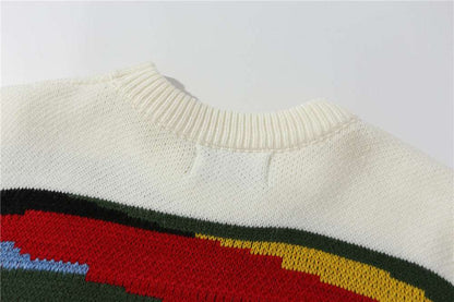 Men's Contrast Color Striped Knitted Jumper - ChoreGirl