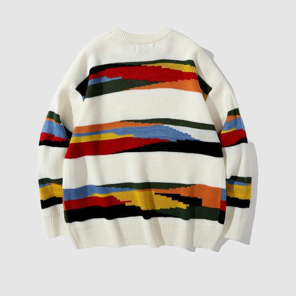 Men's Contrast Color Striped Knitted Jumper - ChoreGirl