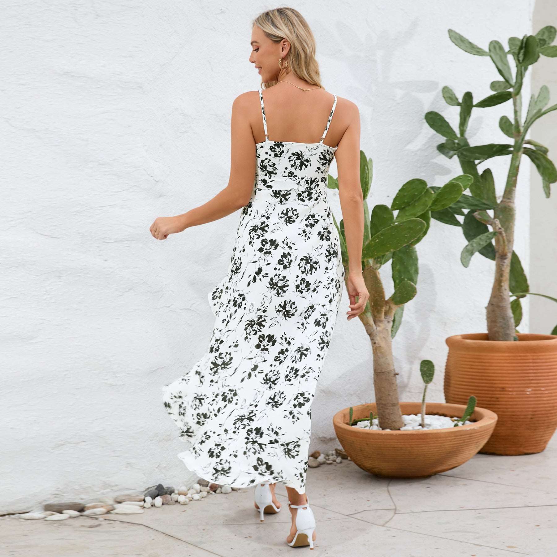 Women's Irregular Cut Floral Strap Dress - ChoreGirl
