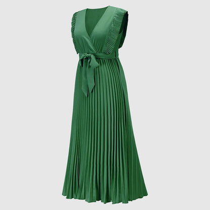 Women's Elegant Ruffle Sleeve Slim Fit Chiffon Dress - ChoreGirl
