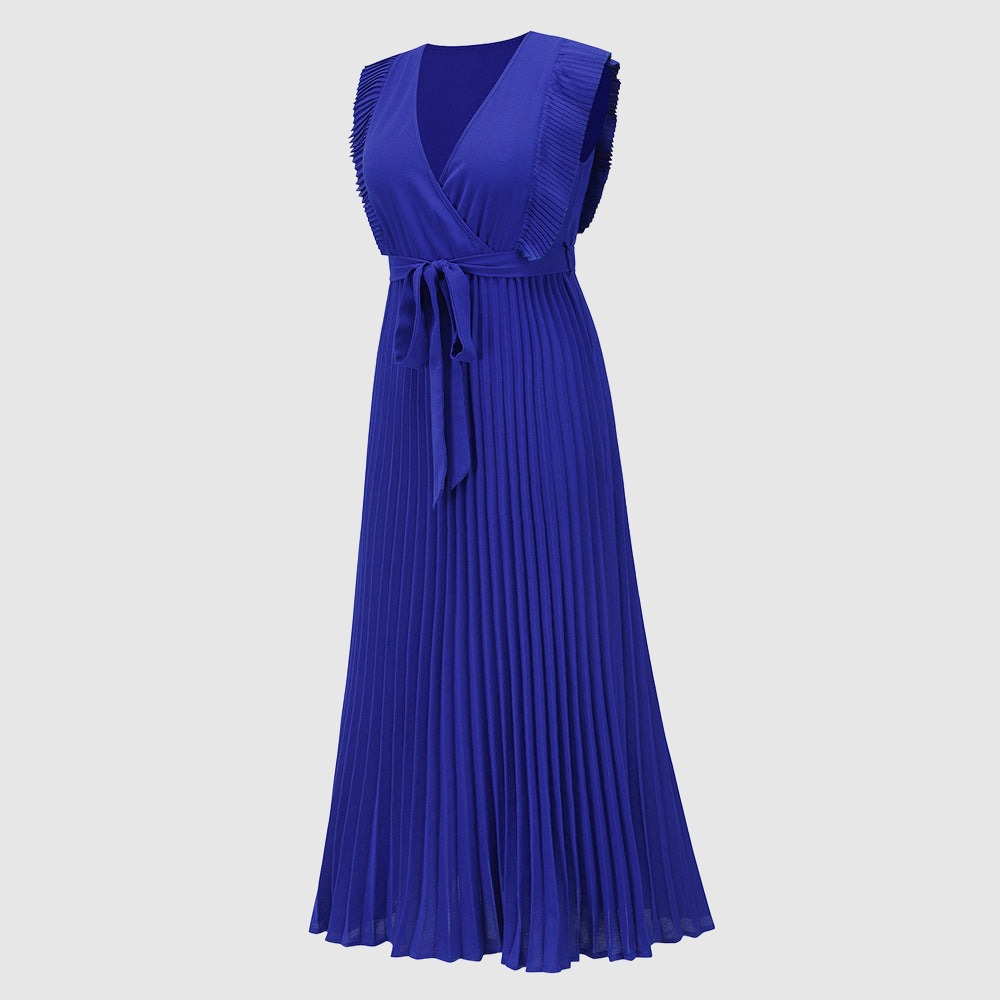 Women's Elegant Ruffle Sleeve Slim Fit Chiffon Dress - ChoreGirl
