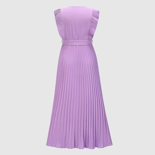 Women's Elegant Ruffle Sleeve Slim Fit Chiffon Dress - ChoreGirl