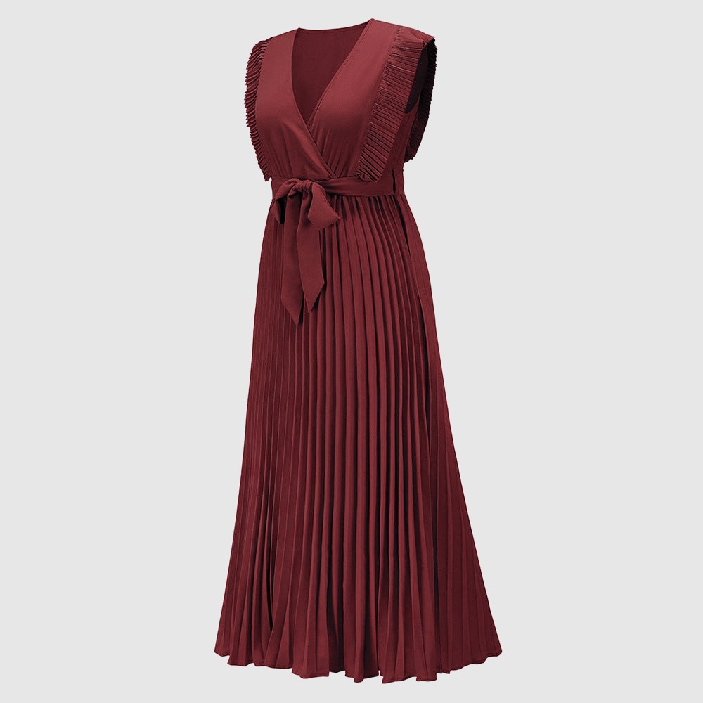 Women's Elegant Ruffle Sleeve Slim Fit Chiffon Dress - ChoreGirl