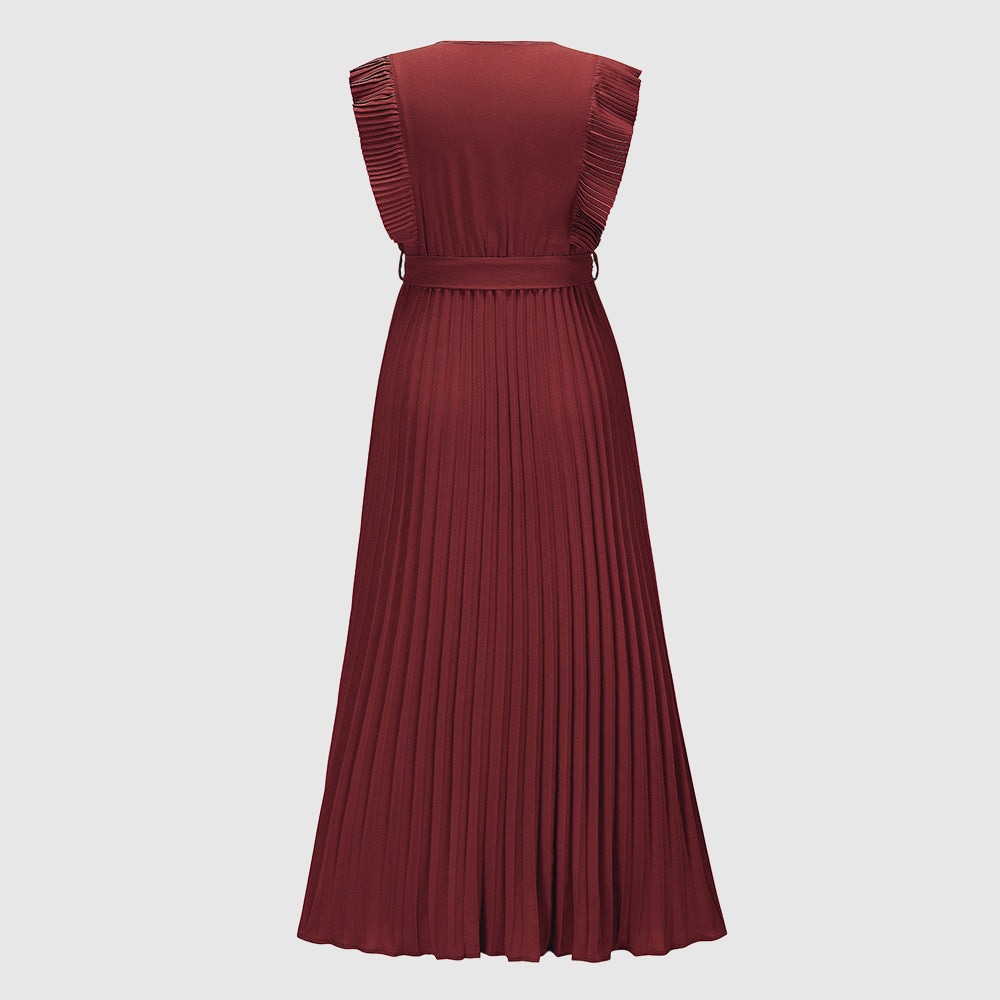 Women's Elegant Ruffle Sleeve Slim Fit Chiffon Dress - ChoreGirl