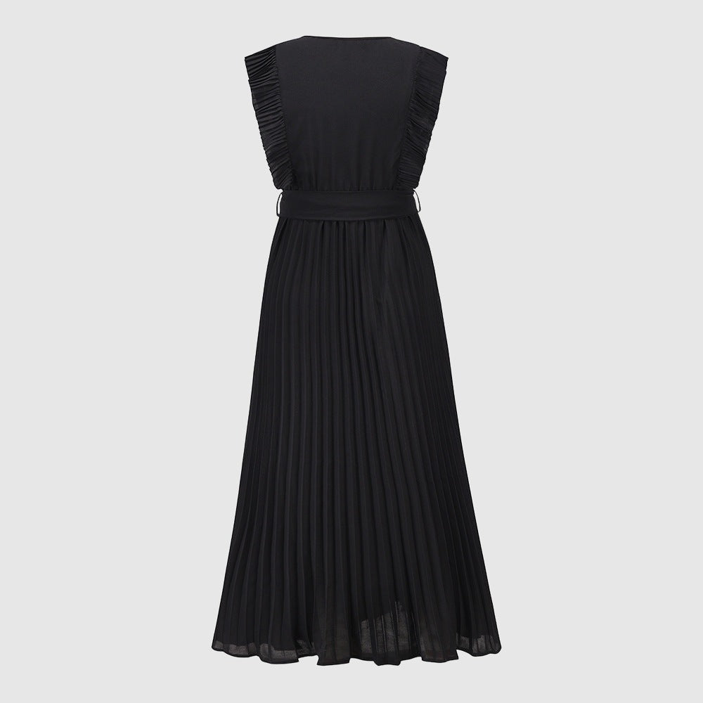 Women's Elegant Ruffle Sleeve Slim Fit Chiffon Dress - ChoreGirl