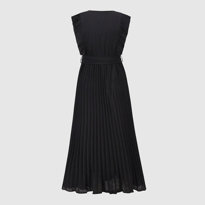 Women's Elegant Ruffle Sleeve Slim Fit Chiffon Dress - ChoreGirl