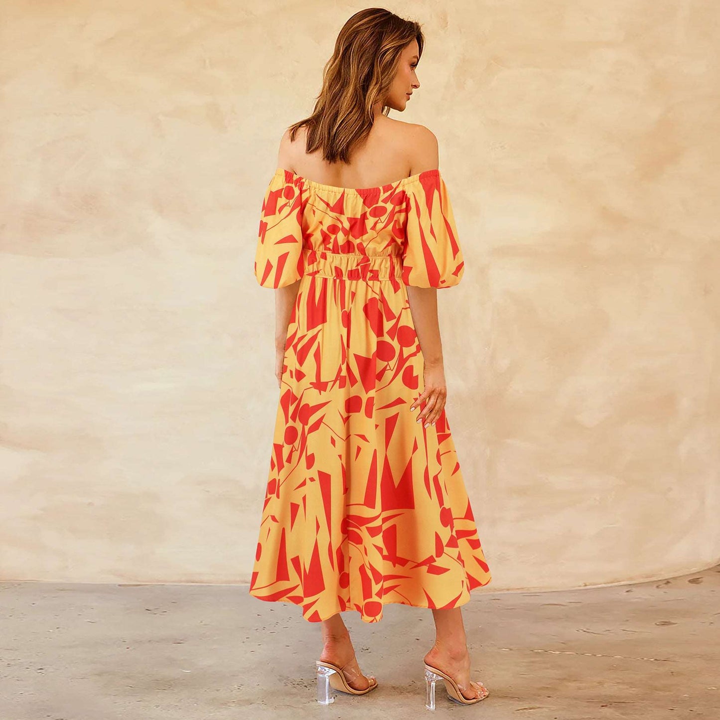 Women's Casual Off-shoulder Bubble Sleeve Large Swing Dress - ChoreGirl