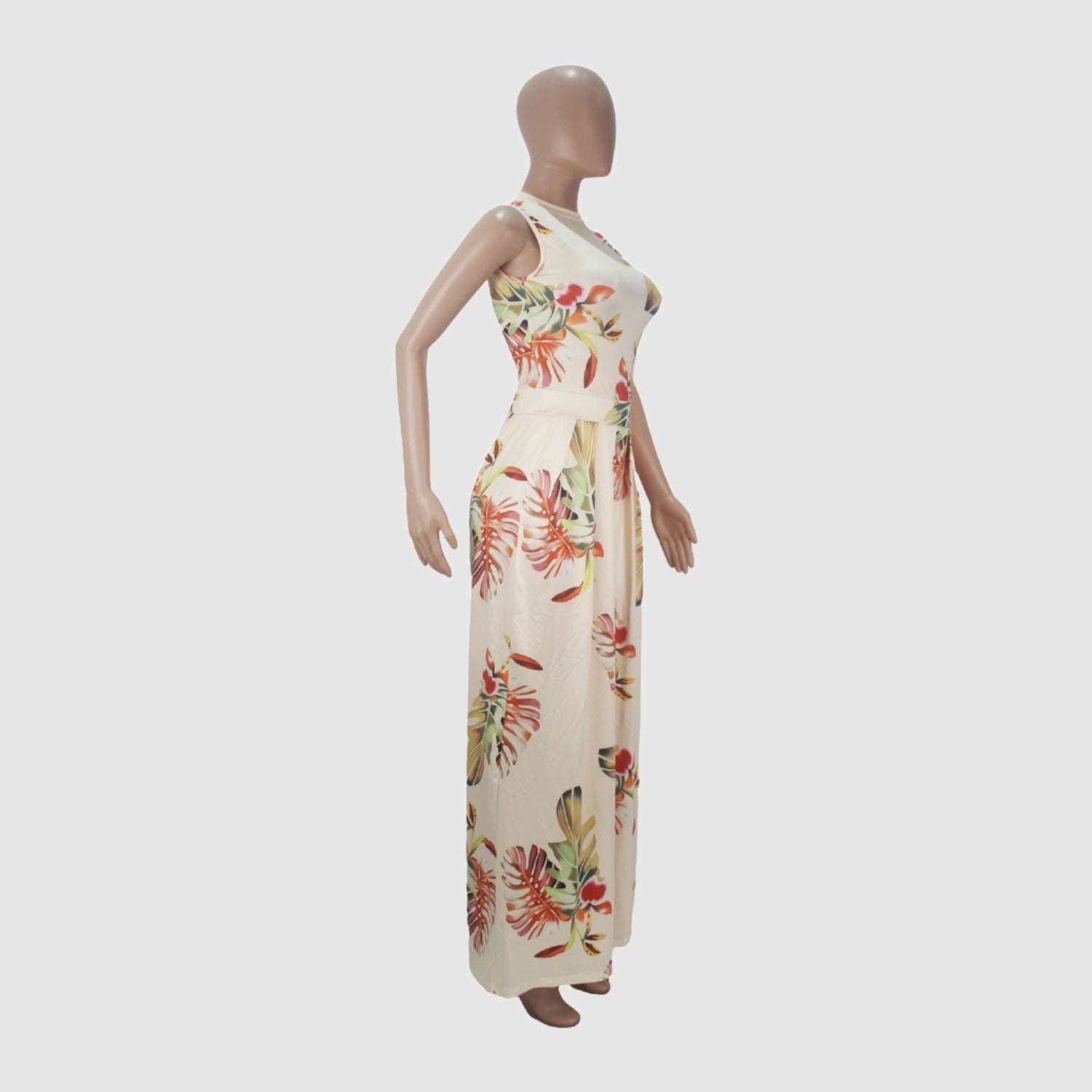 Women's Colorful Pattern Print Sleeveless Wide Leg Pants and Bodysuit Outfit Set - ChoreGirl