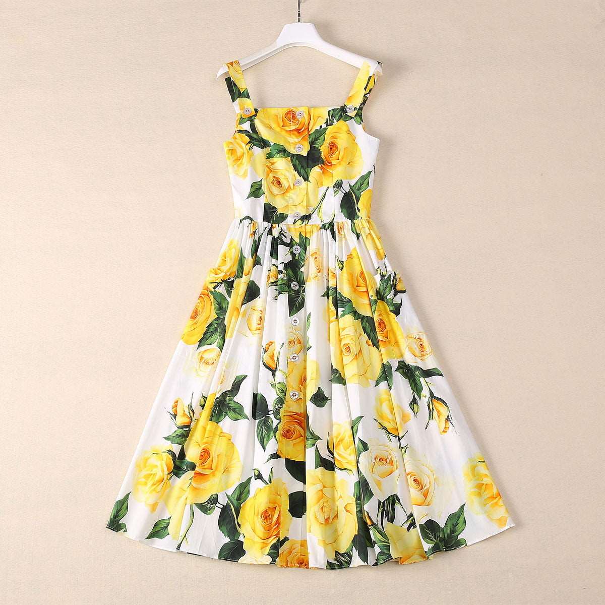Women's Buttons Swing Dress with Pockets - ChoreGirl