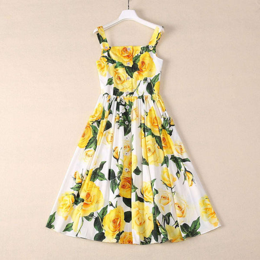 Women's Buttons Swing Dress with Pockets - ChoreGirl