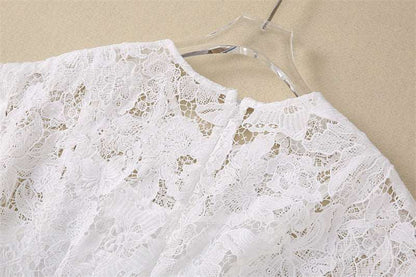 Women's Crocheted Flower Stitching Swing Dress - ChoreGirl