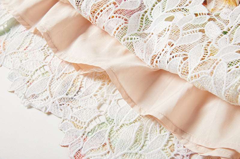 Women's Flower Cutout Embroidered Lace Dress - ChoreGirl