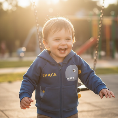 Mit Fleece gefütterte Kapuzen-Reißverschlussjacke für Kinder