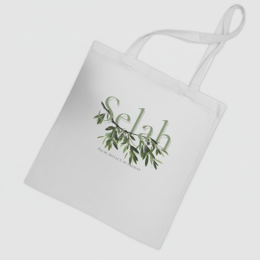 Canvas Tote Bag - Selah Peace & Reflection Olive Branch Design