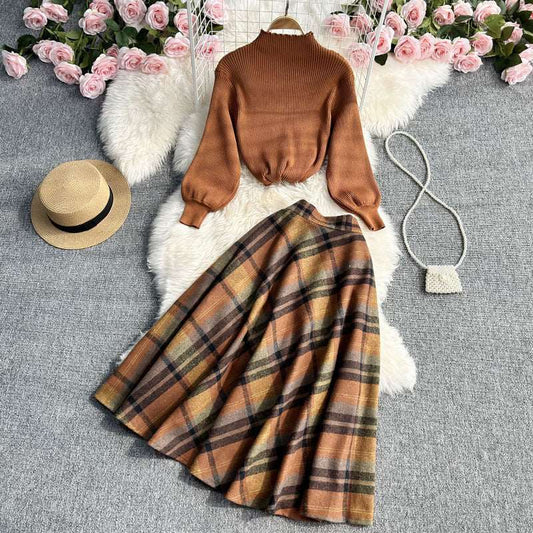 Women's Casual Skirt and Jumper Two-piece Outfit Set - ChoreGirl
