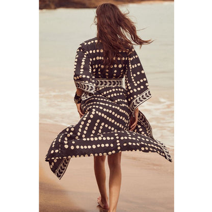 Women's Long Sleeve Loose Bikini Cover Up Beach Robe - ChoreGirl