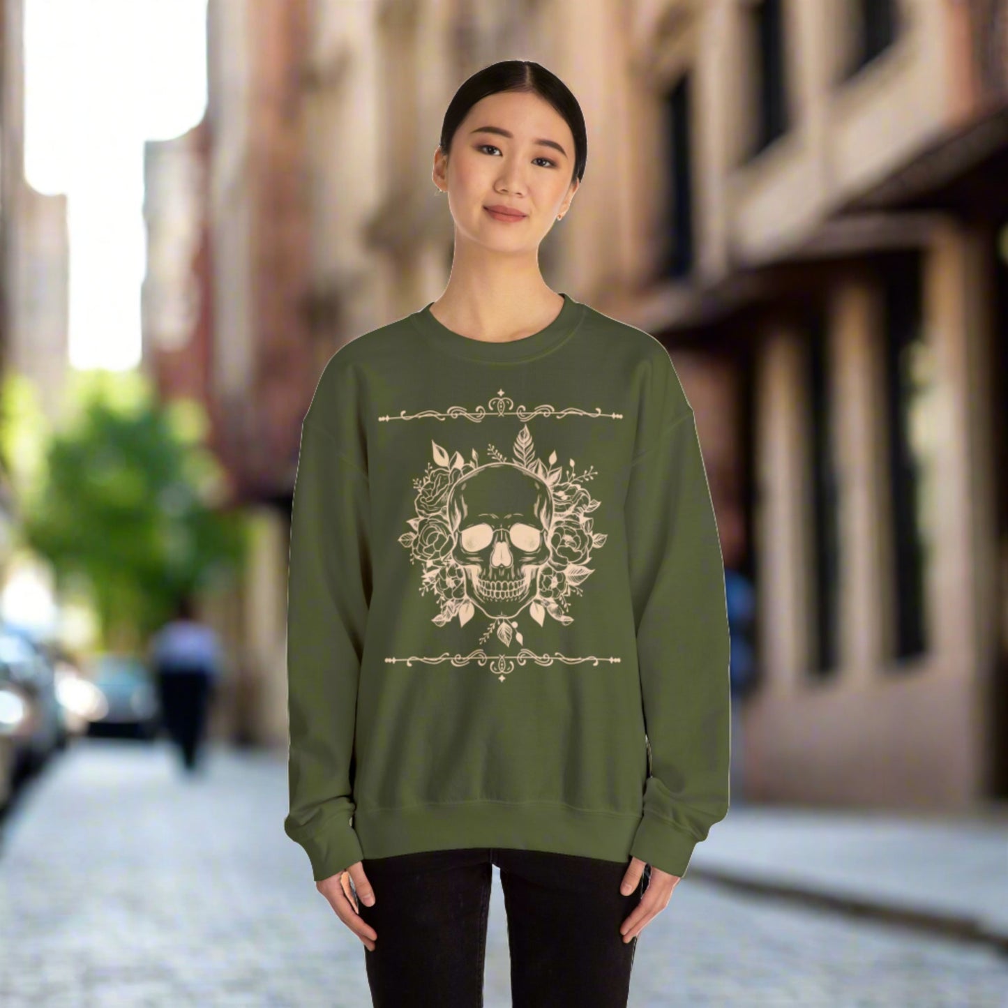 Custom Unisex Vintage Skull Heavy Blend Crewneck Sweatshirt | PERSONALIZED - ChoreGirl