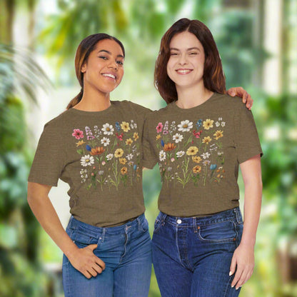 Custom Unisex Vintage Gardening Style Flower Jersey Short Sleeve Tee | PERSONALIZED - ChoreGirl