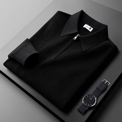 Men's Leisure Warm Knitted Half Zipper And Lapel Collar Sweater - ChoreGirl