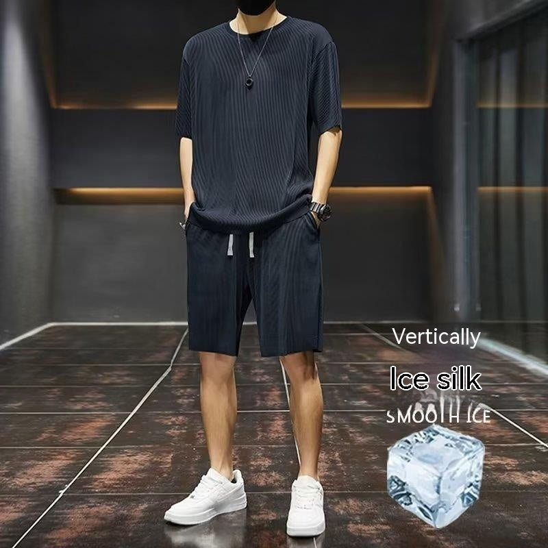 Men's Thin Loose Short-sleeved and Shorts Quick-drying Two-piece Set - ChoreGirl