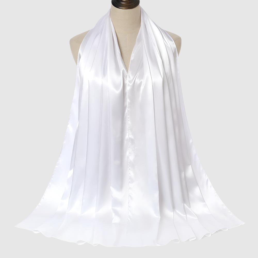 Women's Elegant Pure Color Pearl Satin Scarf - ChoreGirl